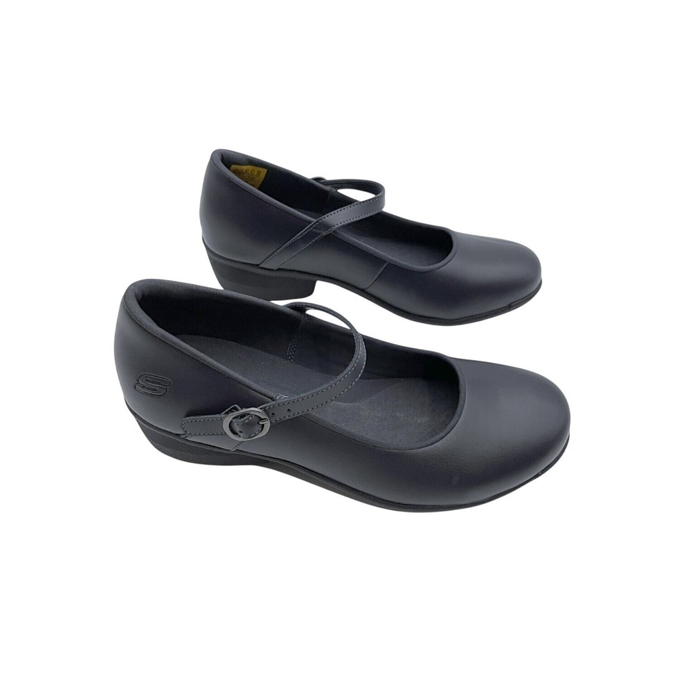 NWOB Skechers Navy Blue Mary Jane Work Shoes Slip Resistant Comfort Wedge 8.5